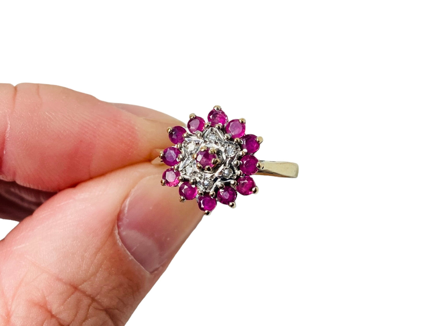 Vintage 9ct Gold Ruby & Diamond Ring