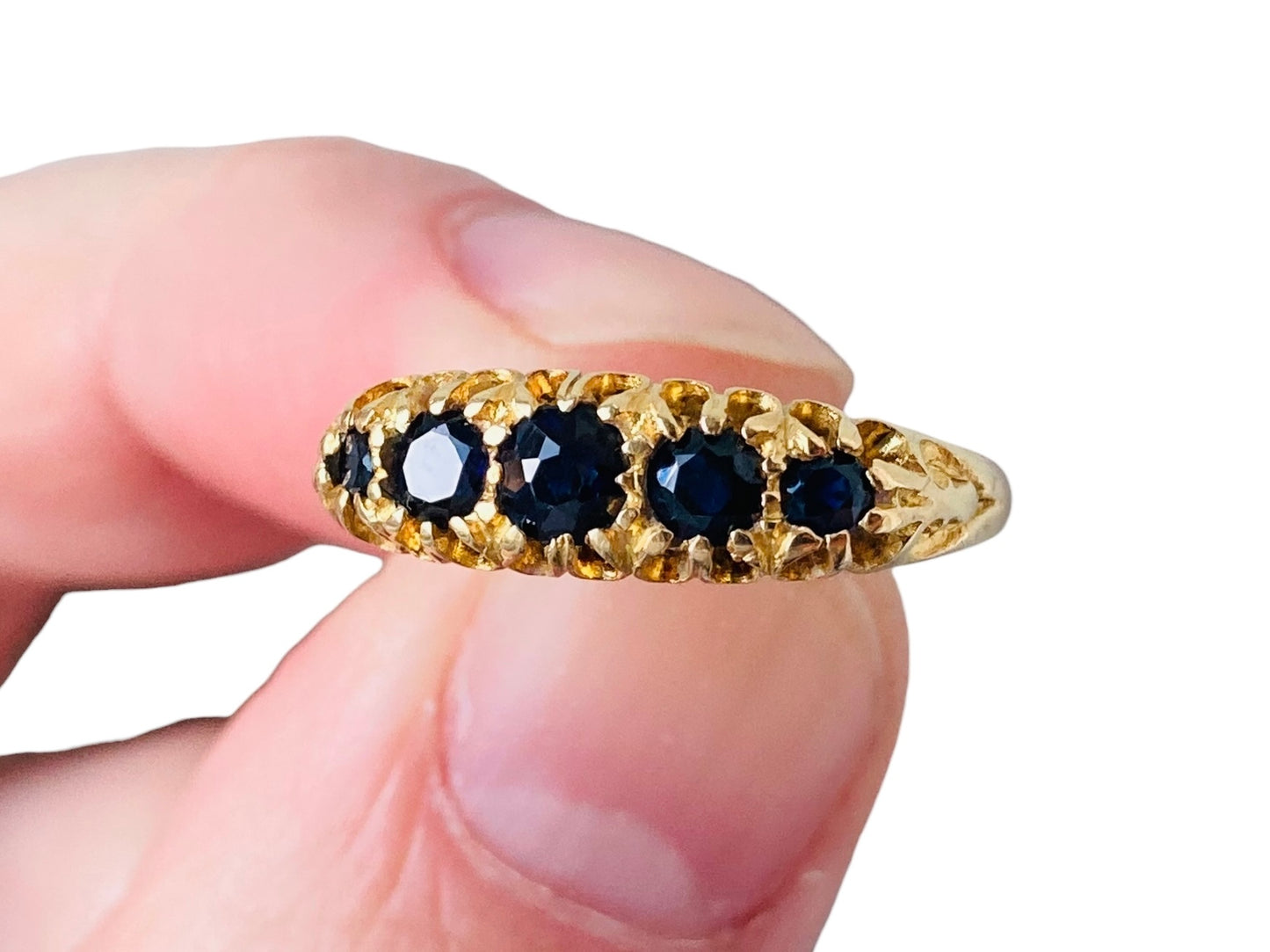 Vintage 18ct Gold Five-Stone Sapphire Ring