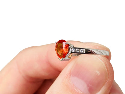 9ct Gold Orange Sapphire & Zircon Ring