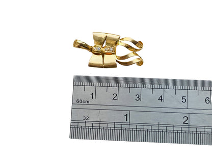 14ct Gold Double Bow Diamond Pendant