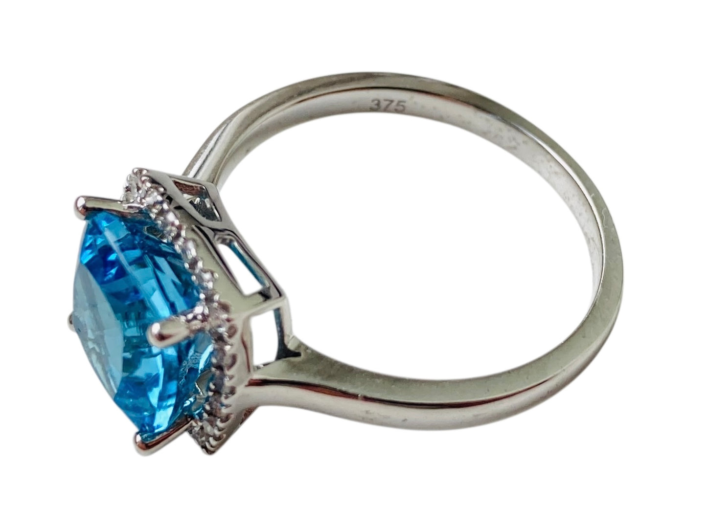 9ct Gold Topaz & Diamond Halo Ring