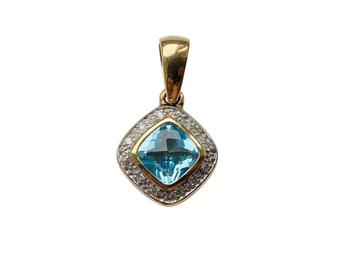 9ct Gold Topaz & Diamond Pendant