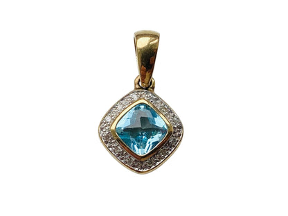 9ct Gold Topaz & Diamond Pendant