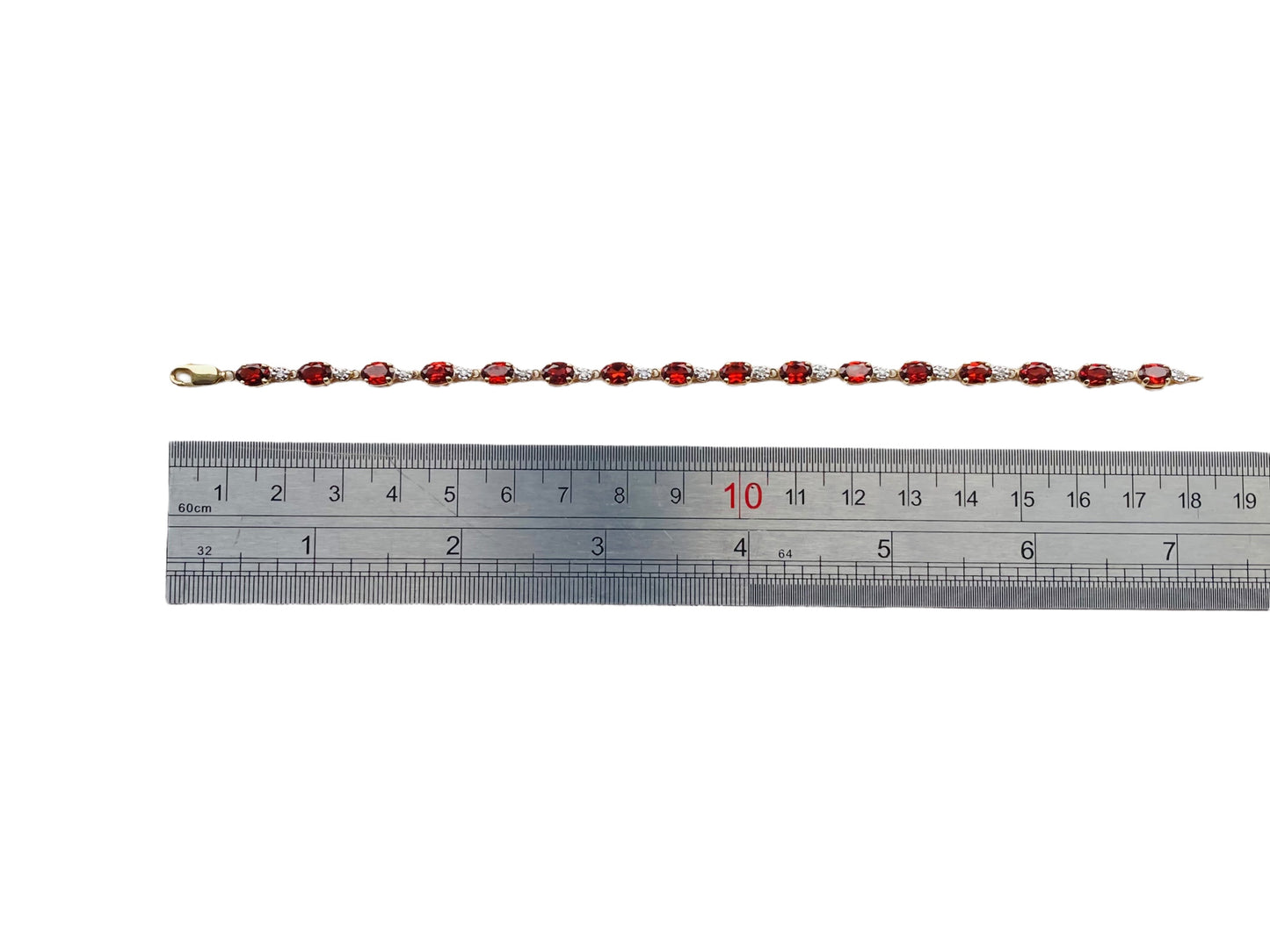 9ct Gold Garnet & Diamond Bracelet