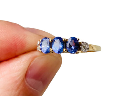 9ct Gold Tanzanite & Diamond Ring