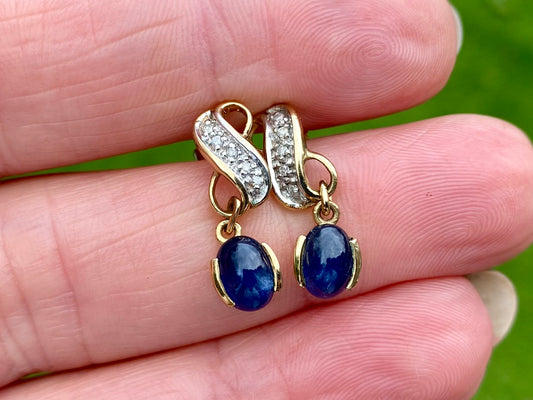9ct Gold Sapphire & Diamond Earrings