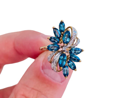 9ct Gold Topaz & Diamond Ring