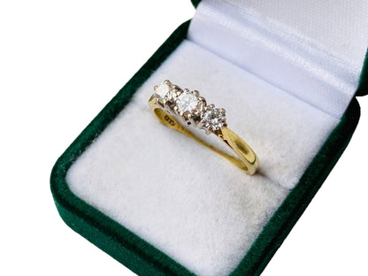 Vintage 18ct Gold 0.51ct Diamond Three Stone Ring