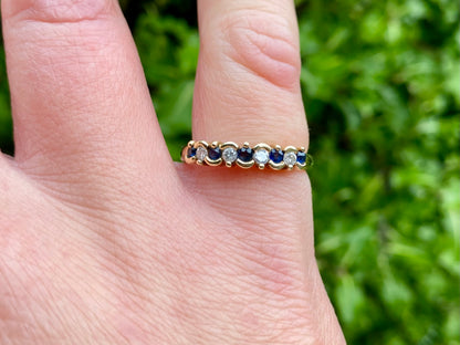 Vintage 9ct Gold Sapphire & Diamond Ring
