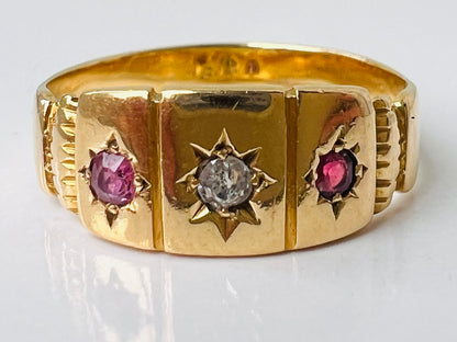 Antique 18ct Gold Ruby & Diamond Ring