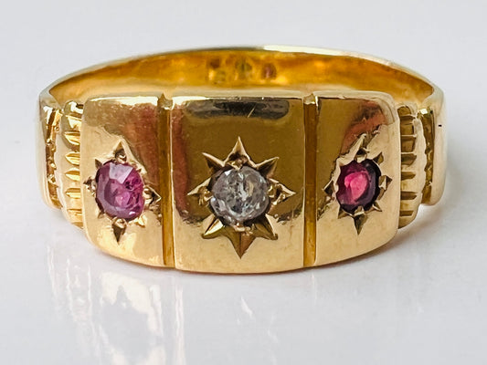Antique 18ct Gold Ruby & Diamond Ring