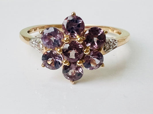 9ct Gold Spinel & Diamond Ring