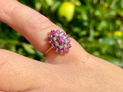 Vintage 9ct Gold Ruby & Diamond Ring