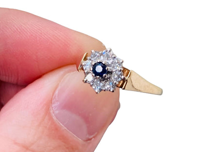 9ct Gold Sapphire & Diamond Cluster Ring