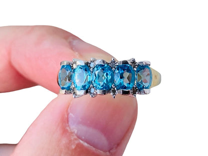 9ct Gold Topaz & Diamond Ring