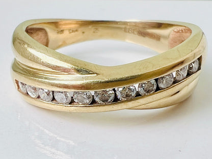 9ct Gold Diamond Crossover Ring