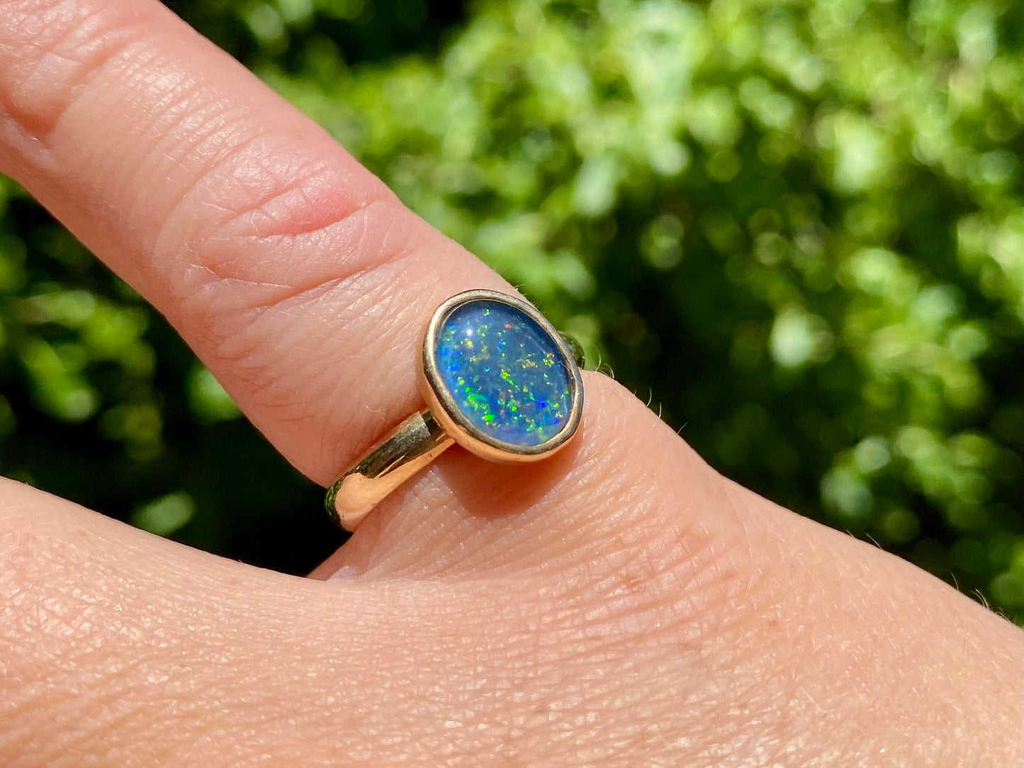Vintage 9ct Gold Opal Triplet Ring