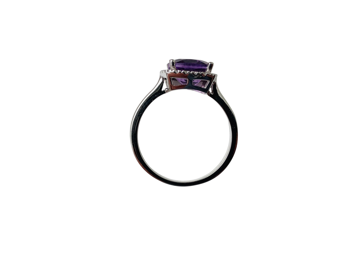 9ct Gold Amethyst & Diamond Halo Ring