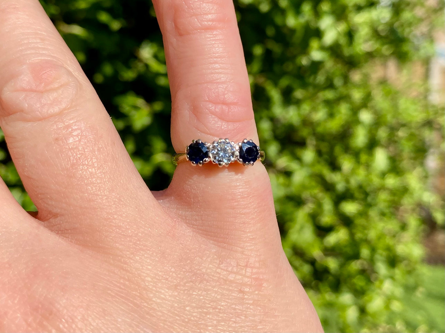 18ct Gold Sapphire & Diamond Trilogy Ring