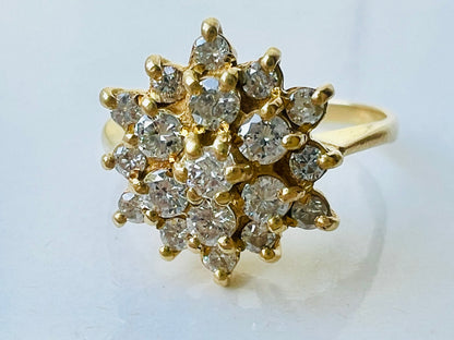 Vintage 18ct Gold Diamond Cluster Ring