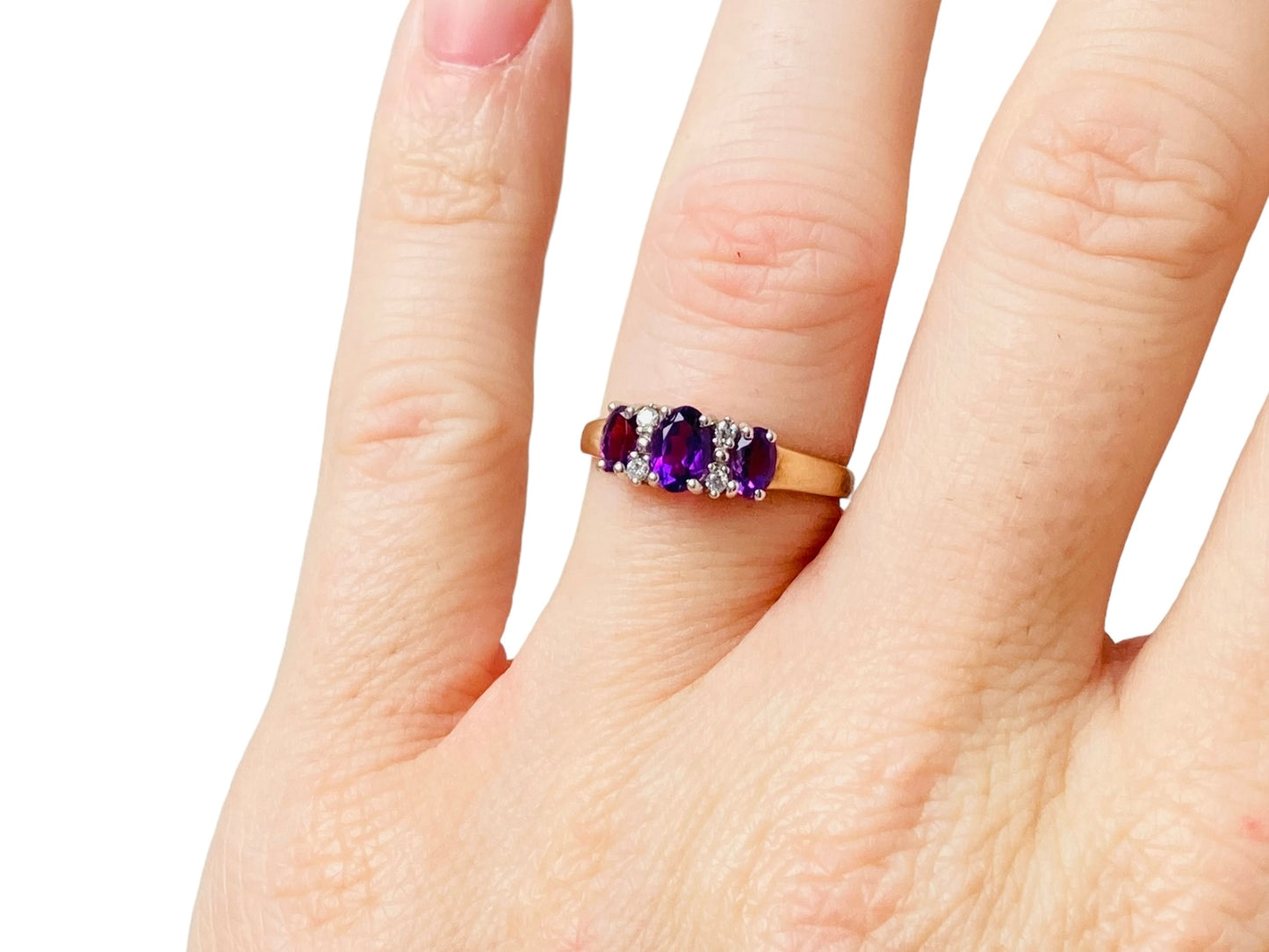 9ct Gold Amethyst & Diamond Ring