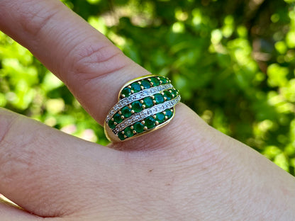 9ct Gold Emerald & Diamond Ring