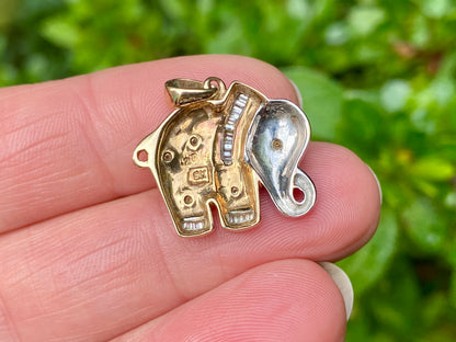 9ct Gold Diamond Elephant Pendant