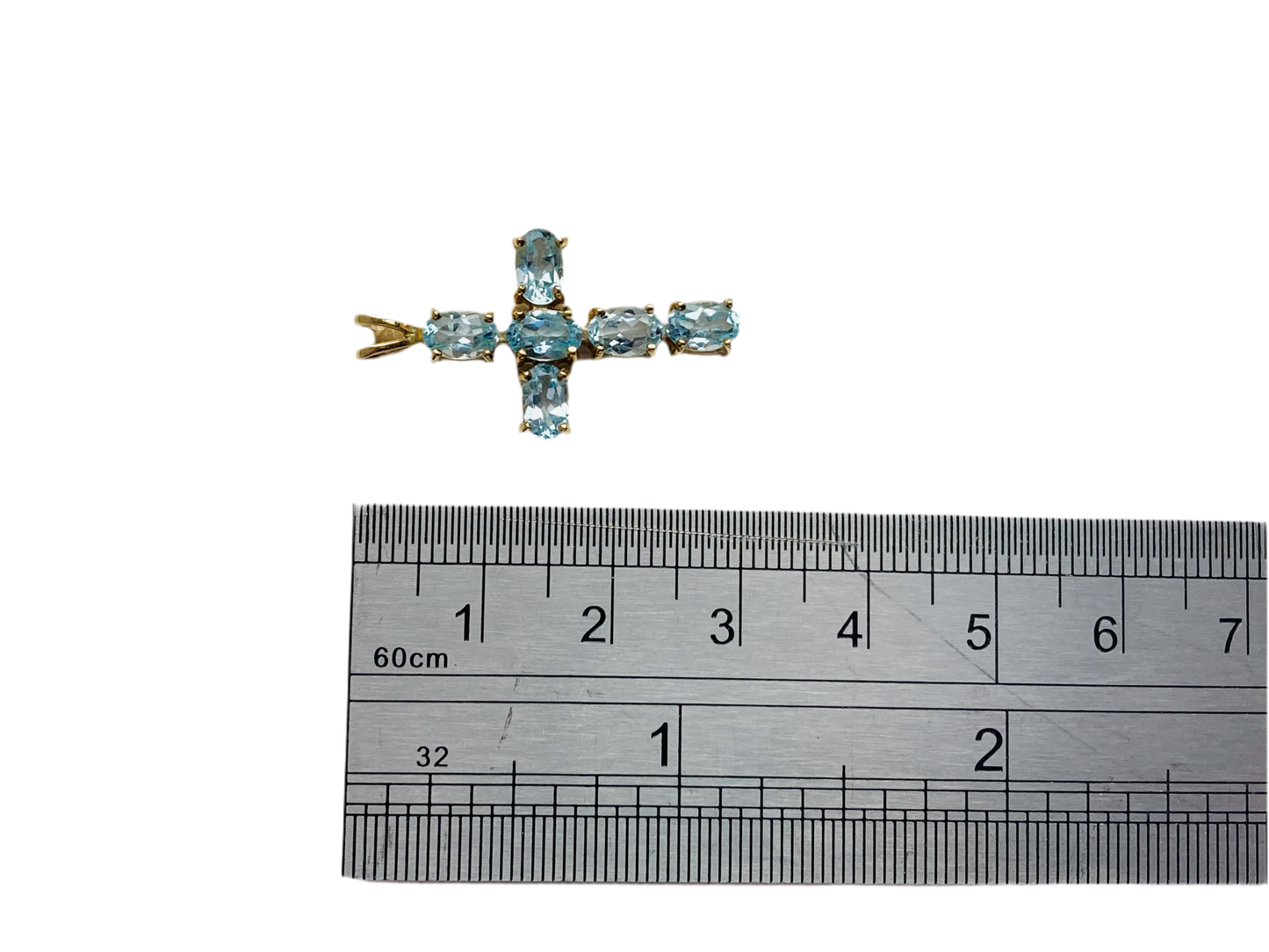 9ct Gold Topaz Cross Pendant