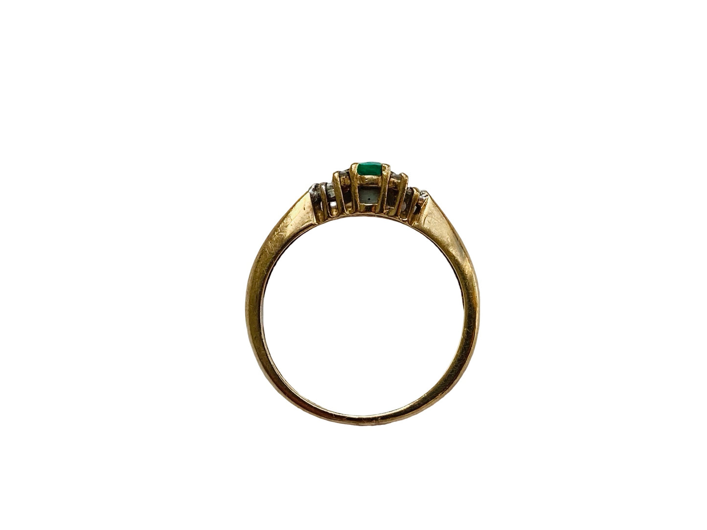 Vintage 9ct Gold Emerald & Diamond Ring