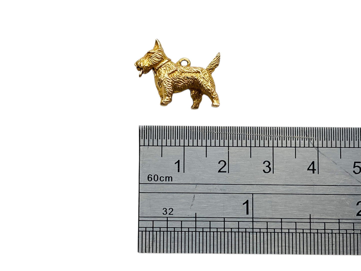 Vintage 9ct Gold Scottie Dog Moving Tongue Pendant or Charm