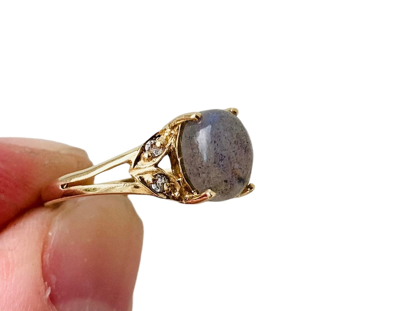9ct Gold Labradorite & White Sapphire Ring