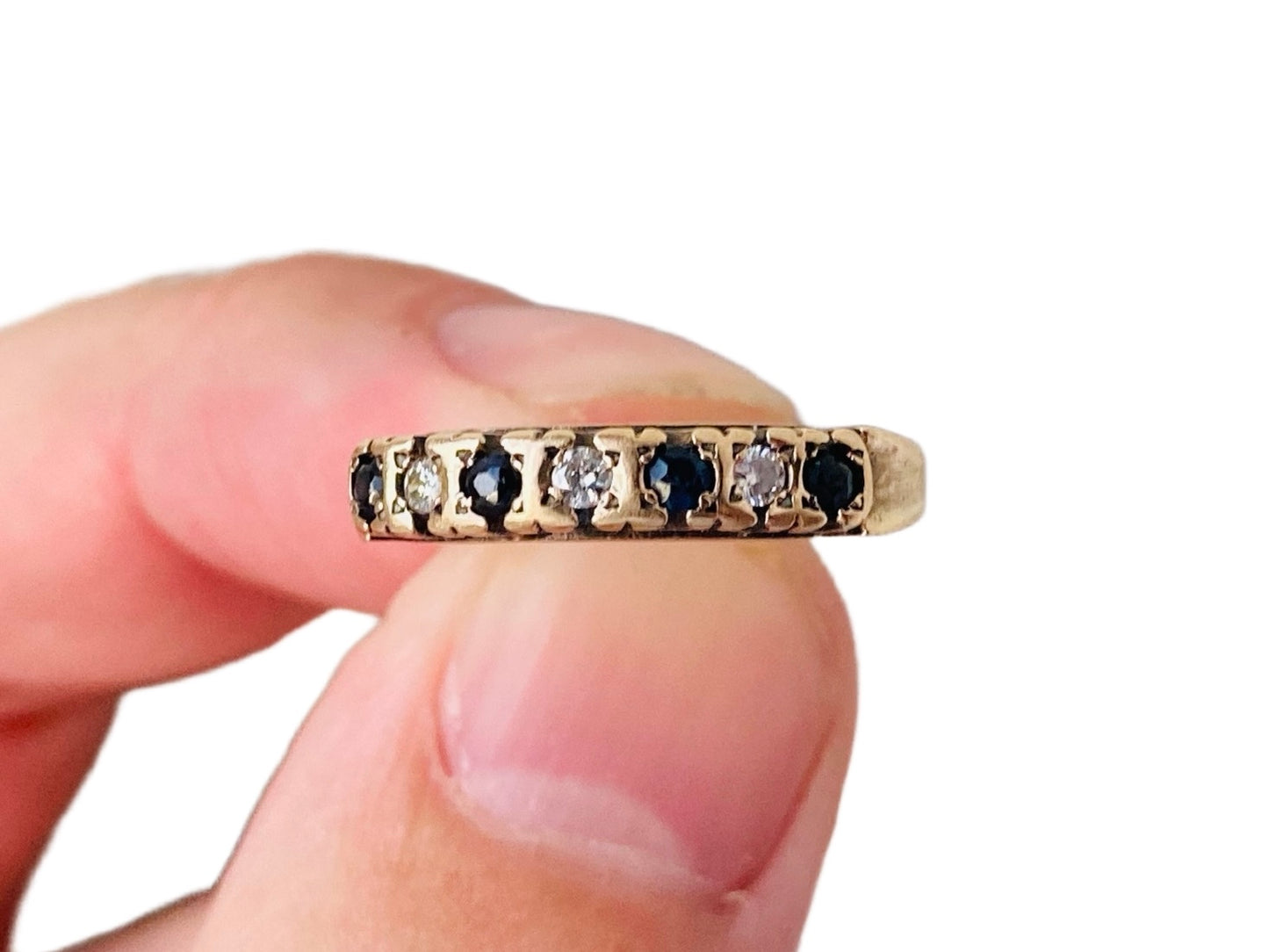 Vintage 9ct Gold Sapphire & Diamond Ring