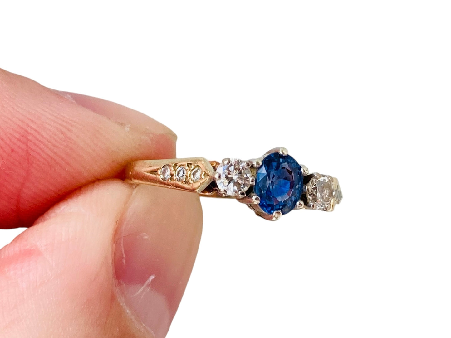 Vintage 9ct Gold Sapphire & Diamond Ring