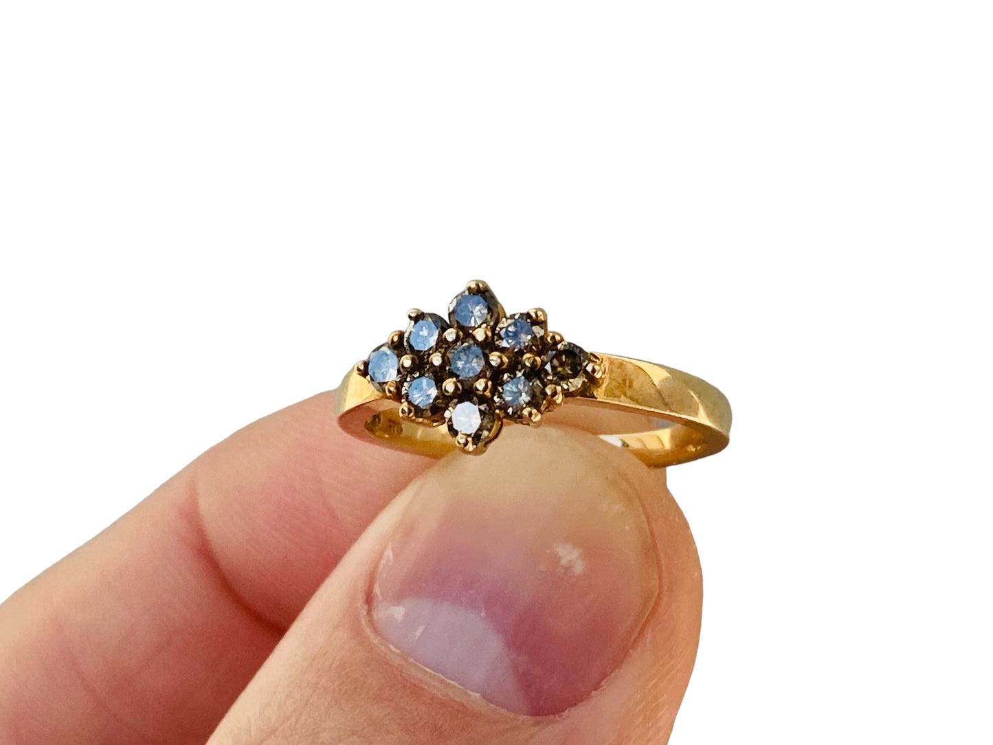 9ct Gold Champagne Diamond Cluster Ring