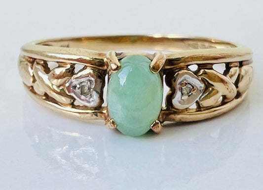 9ct Gold Jade & Diamond Ring