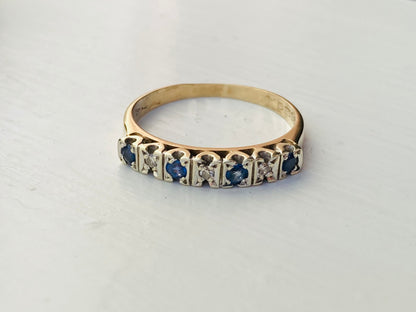 Vintage 9ct Gold Sapphire & Diamond Ring