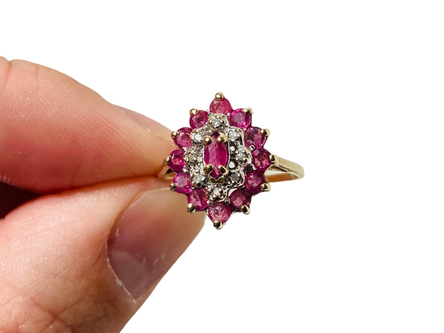 Vintage 9ct Gold Ruby & Diamond Ring