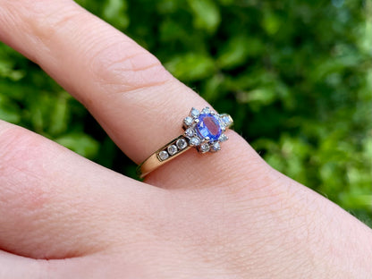 9ct Gold Tanzanite & Diamond Ring