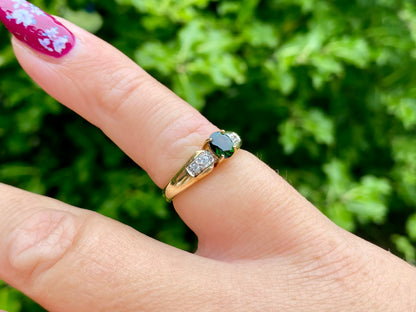 9ct Gold Diopside & Zircon Ring