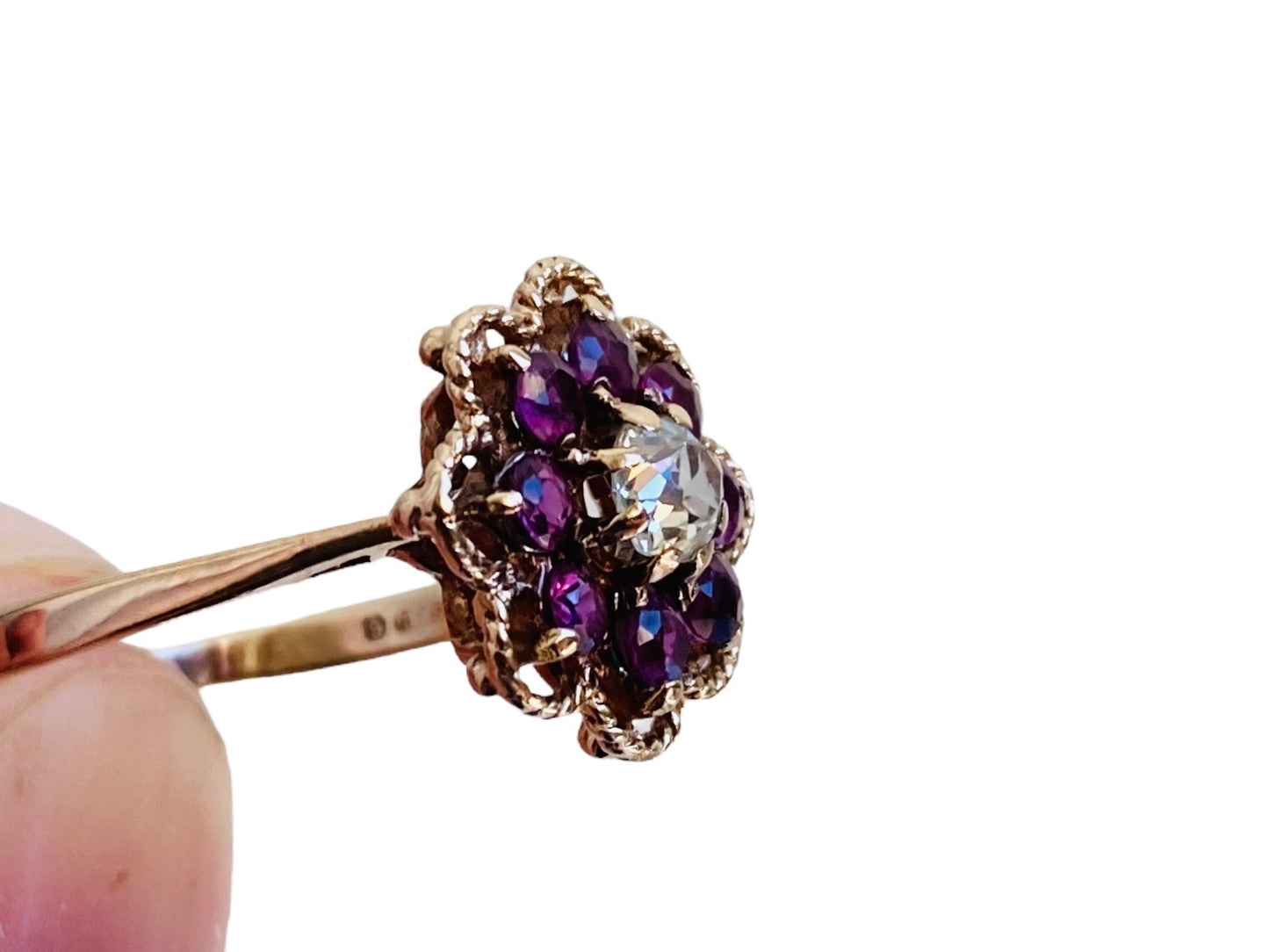 Vintage 9ct Gold Ruby & Old Cut Diamond Ring