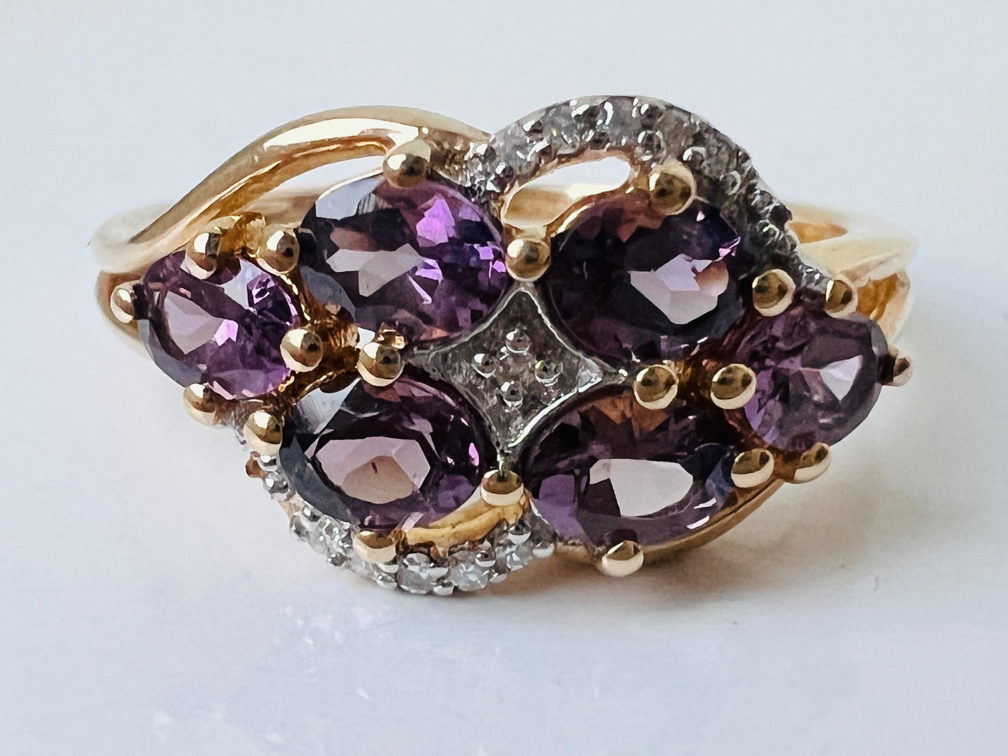 9ct Gold Purple Spinel & Diamond Ring