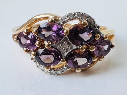 9ct Gold Purple Spinel & Diamond Ring