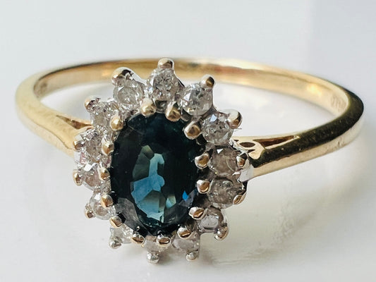 9ct Gold Sapphire & Diamond Ring