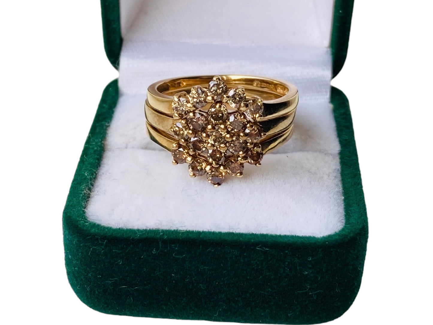 9ct Gold Champagne Diamond Three Ring Set