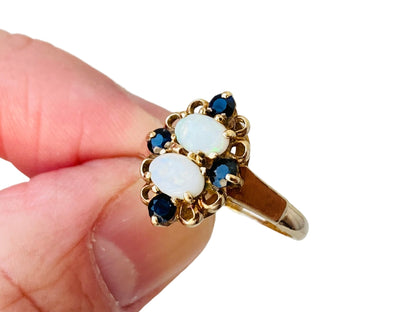 Vintage 9ct Gold Opal & Sapphire Ring