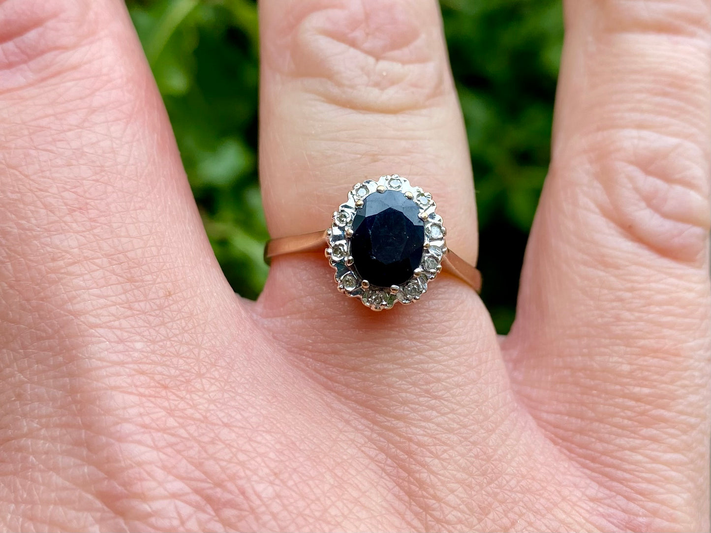 Vintage 9ct Gold Sapphire & Diamond Ring