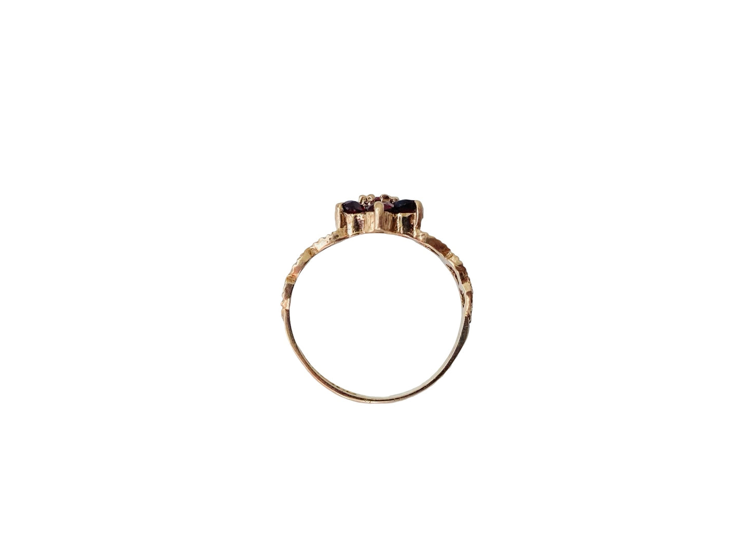 Vintage 9ct Gold Garnet Daisy Ring