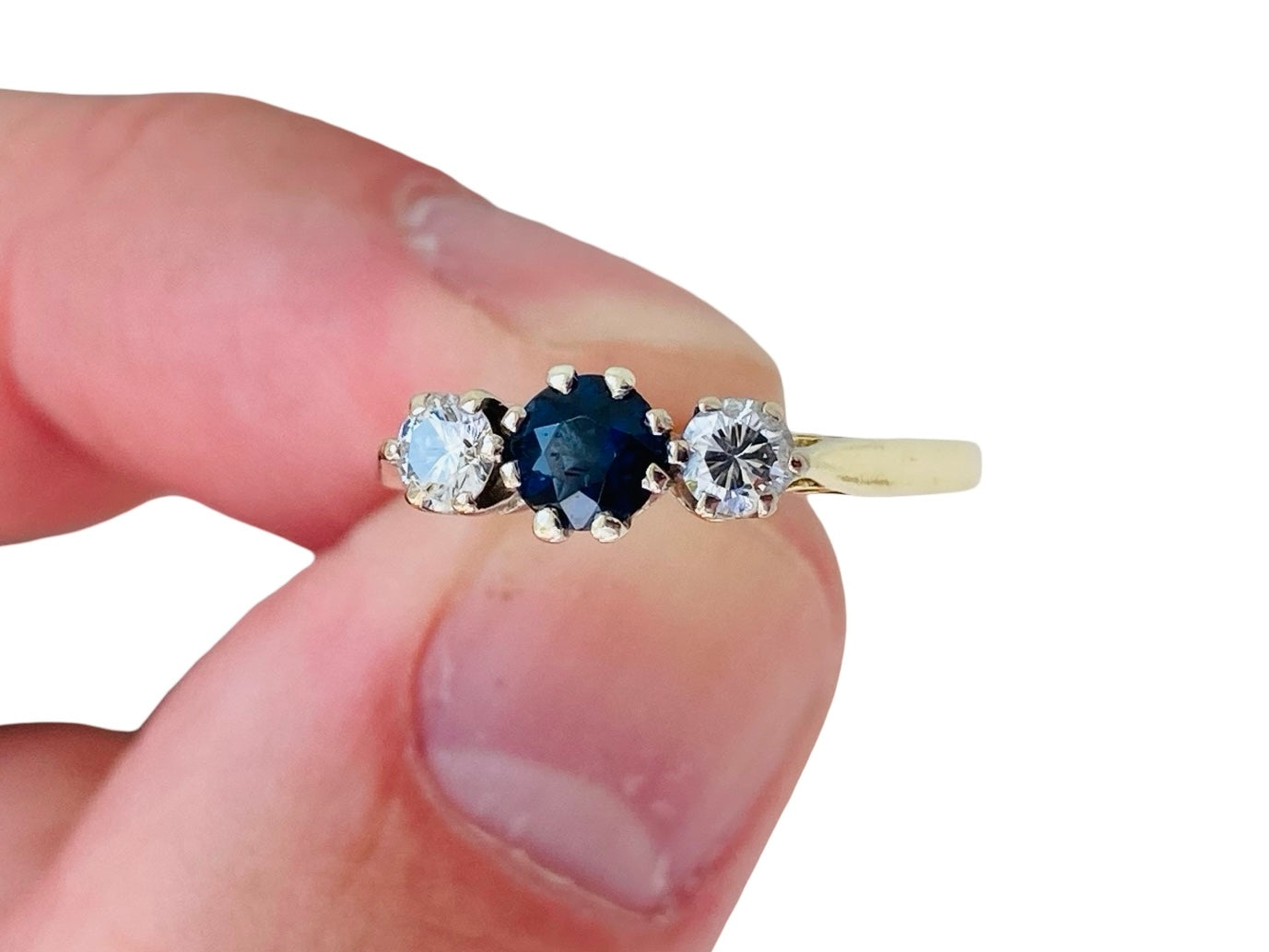 18ct Gold Sapphire & Diamond Trilogy Ring