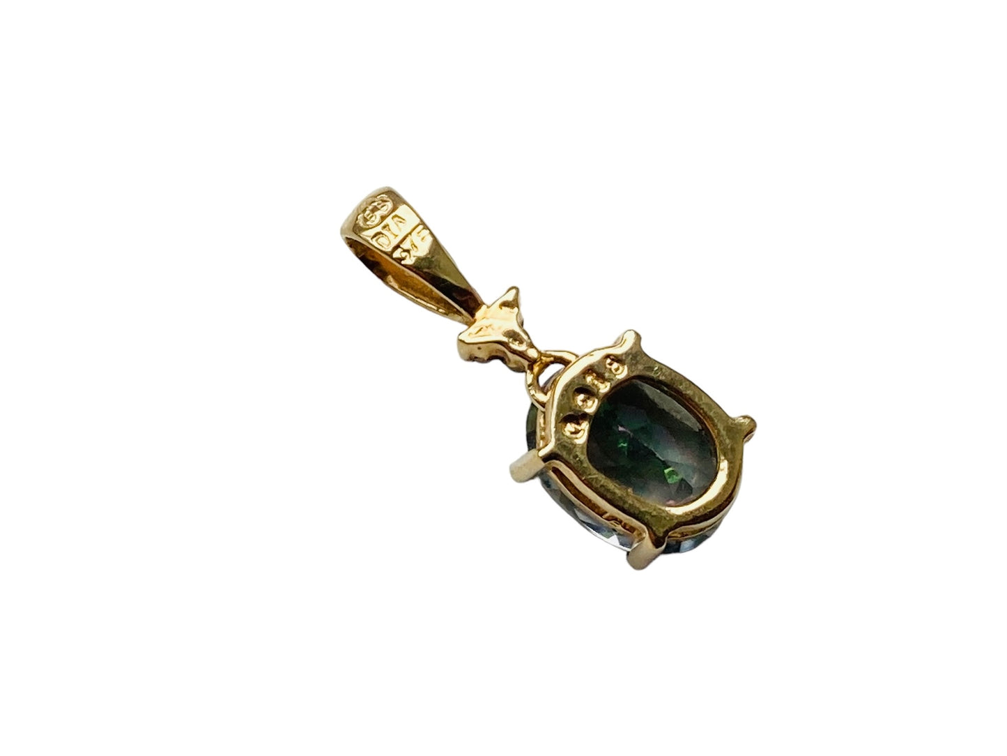 9ct Gold Mystic Topaz & Diamond Pendant