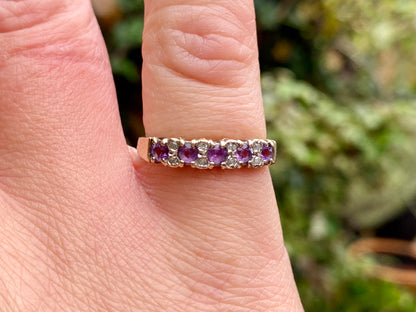 9ct Gold Amethyst & Diamond Ring